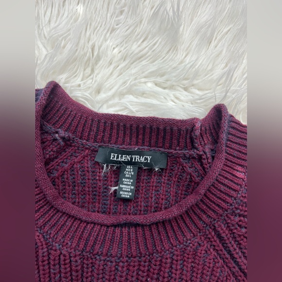 Ellen Tracy Women Large Knit Sweater Port Burgundy Knit - Picture 2 of 4